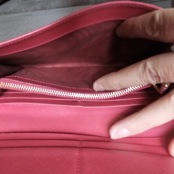 Prada Saffiano Leather Pink Ribbon Gold Long Wallet Guaranteed 100% Authentic - Picture 7 of 13